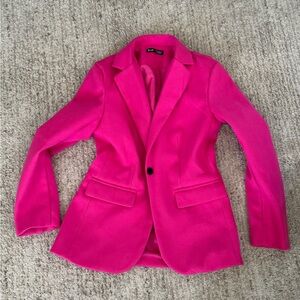 Hot Pink Women’s Blazer Jacket - Tailored Single-Button Coat